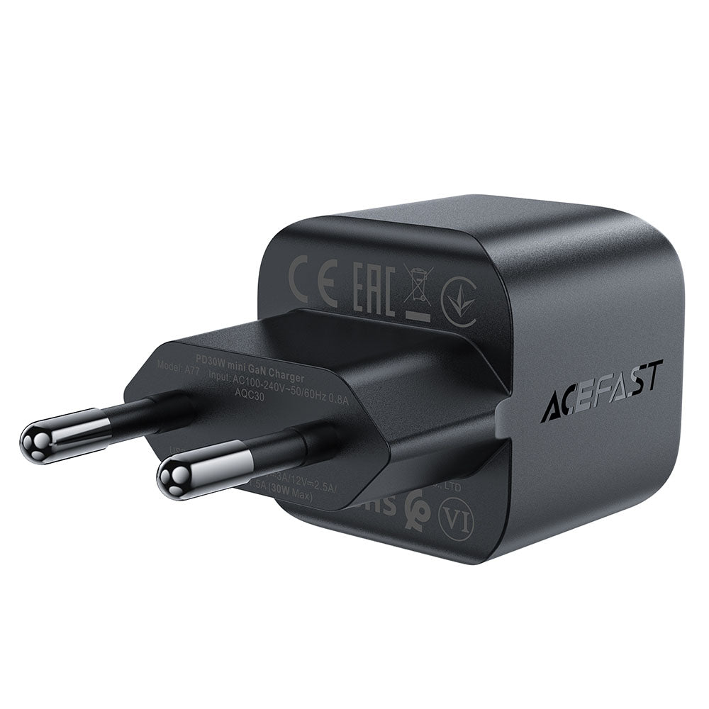 Зарядно устройство за мрежа Acefast A77, 30W, 3A, 1 x USB-C, Черно