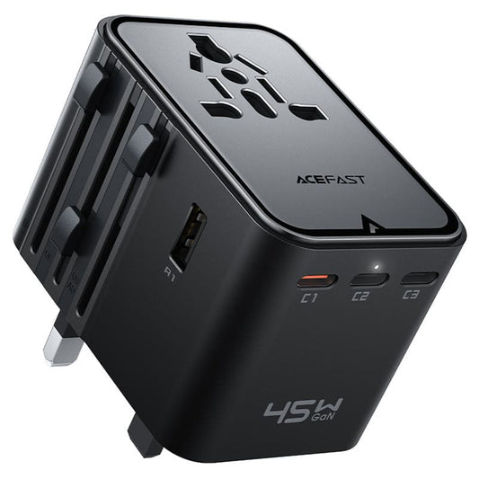 Зарядно за мрежа Acefast Z8 Travel, 45W, 3A, 2 x USB-A - 3 x USB-C, Черно