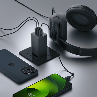 Allity Network Charger. ATC-01-65WACC Fast, 65W, 3.25A, 1 x USB-A - 2 x USB-C, Black