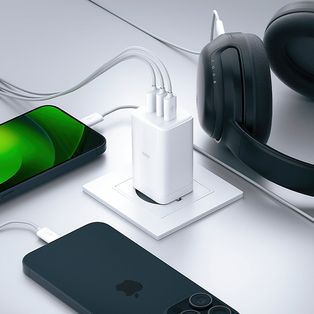 Allity Network Charger. ATC-01-65WACC Fast, 65W, 3.25A, 1 x USB-A - 2 x USB-C, White