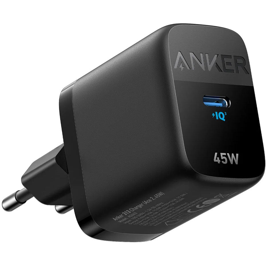 Мрежово зарядно устройство Anker 313, 45W, 3A, 1 x USB-C, черно A2643G11 