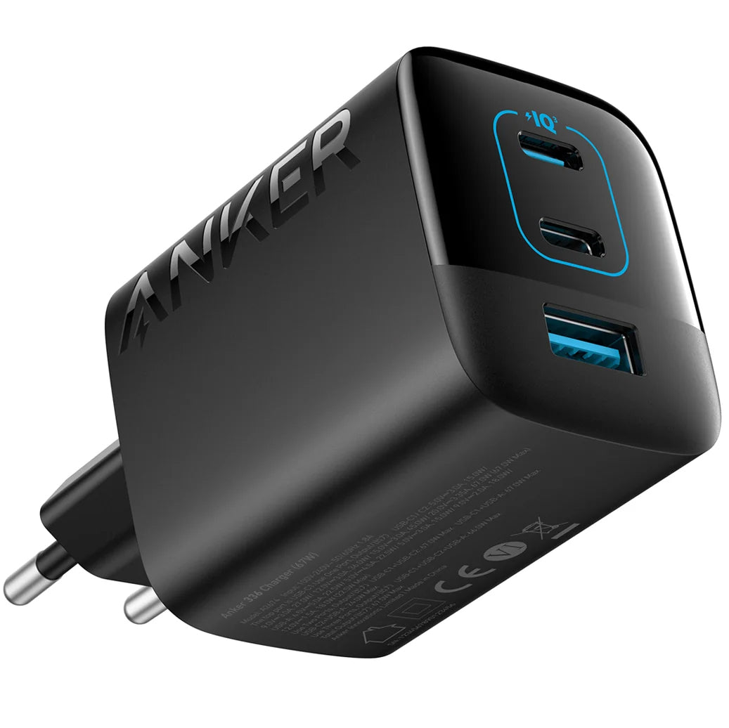 Мрежово зарядно устройство Anker 336, 67W, 3.25A, 1 x USB-A - 2 x USB-C, черно A2674G11 A2674G11 