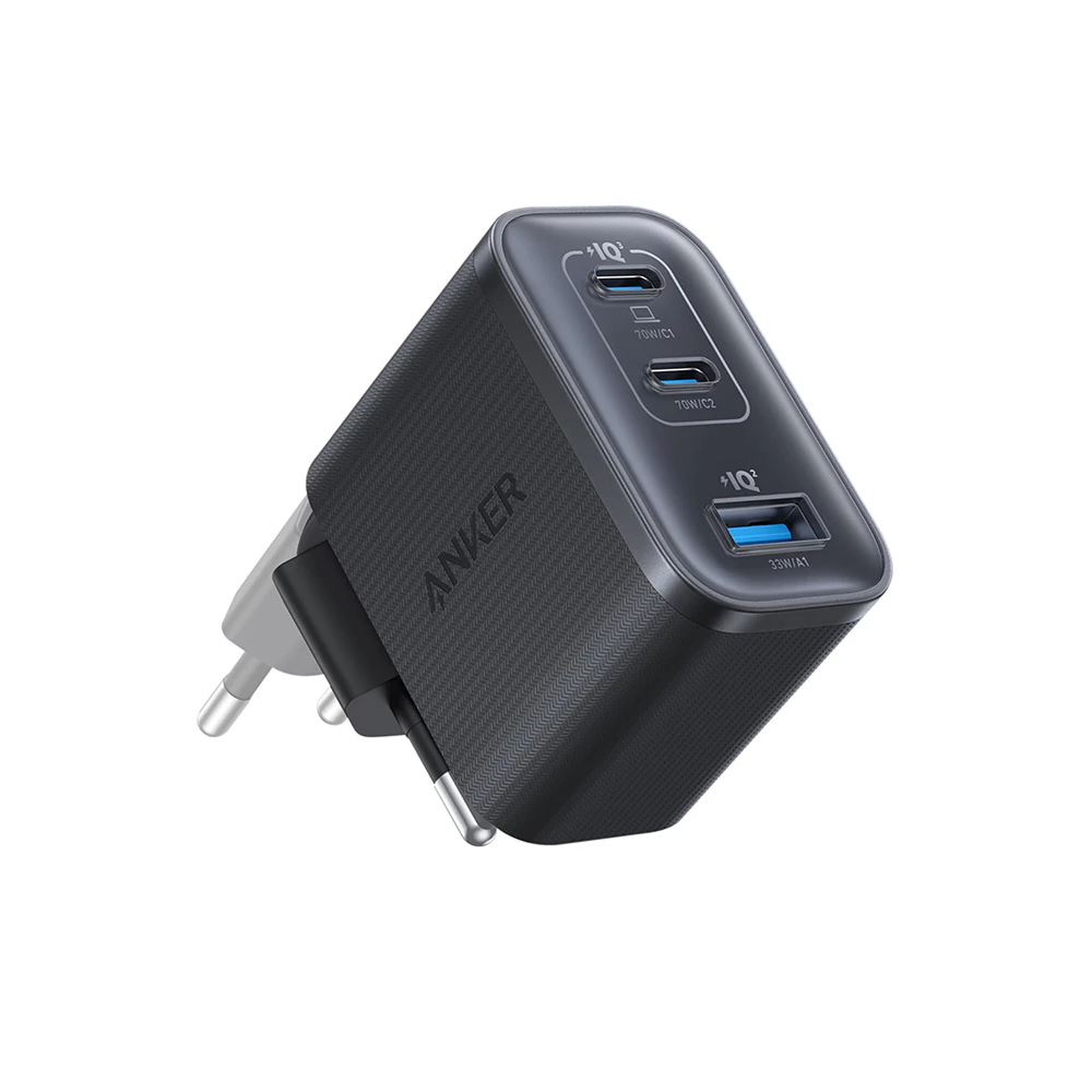 Зарядно устройство за мрежа Anker Nano, 70W, 3.5A, 1 x USB-A - 2 x USB-C, Черно A121AL11