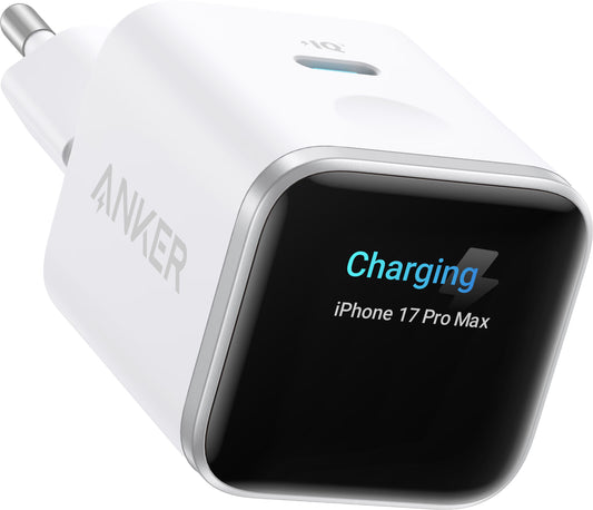 Зарядно устройство за мрежа Anker Nano Display, 45W, 3A, 1 x USB-C, бяло A121DG21