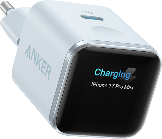 Зарядно устройство Anker Nano Display, 45W, 3A, 1 x USB-C, Синьо A121DG31