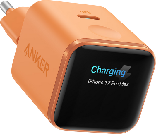 Зарядно устройство за мрежа Anker Nano Display, 45W, 3A, 1 x USB-C, Оранжево A121DGO1