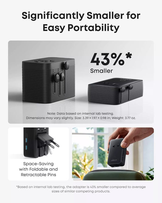 Зарядно устройство за мрежа Anker Nano Travel, 20W, 3A, 2 x USB-A - 2 x USB-C, Черно A9215H11