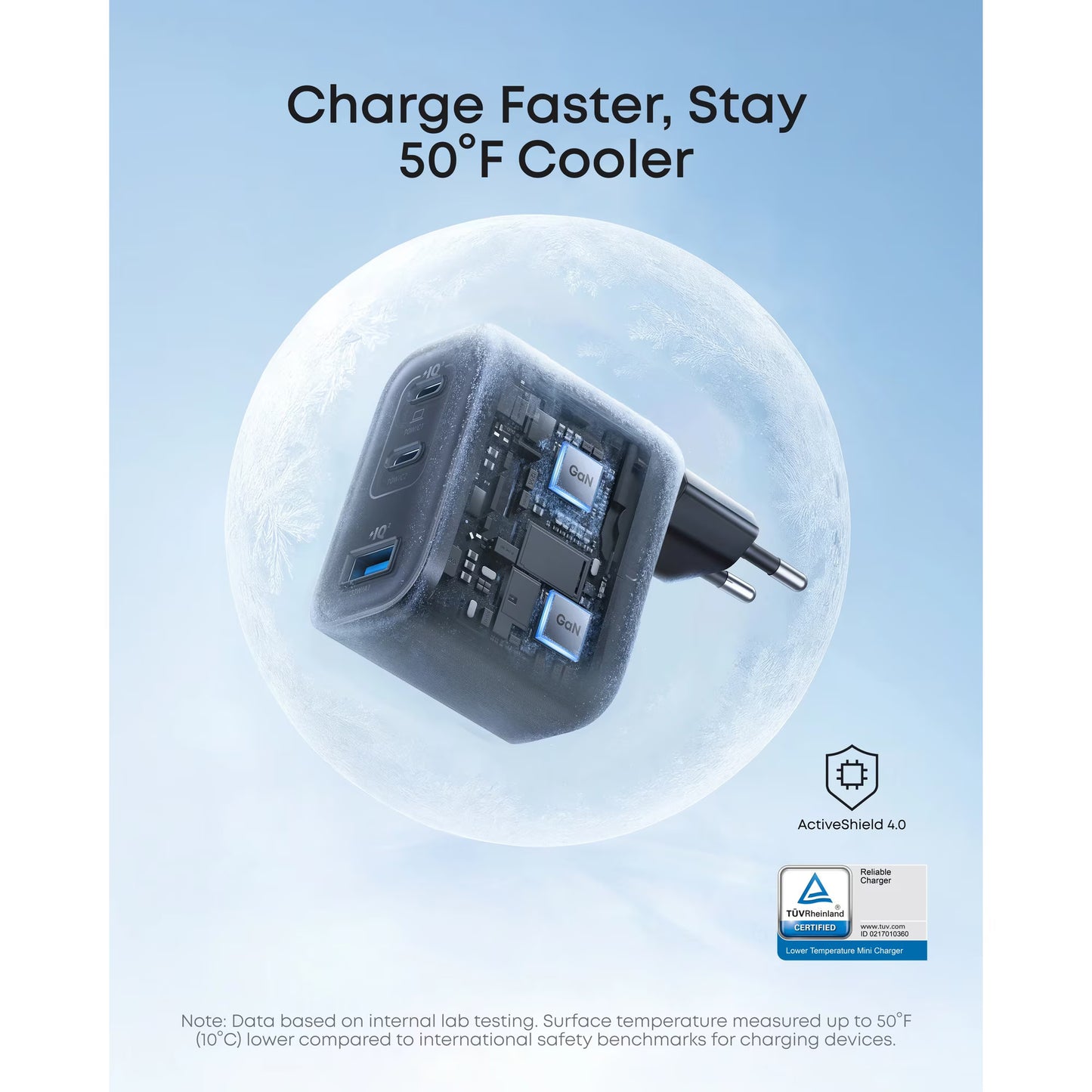 Зарядно устройство за мрежа Anker Nano, 70W, 3.5A, 1 x USB-A - 2 x USB-C, Черно A121AL11