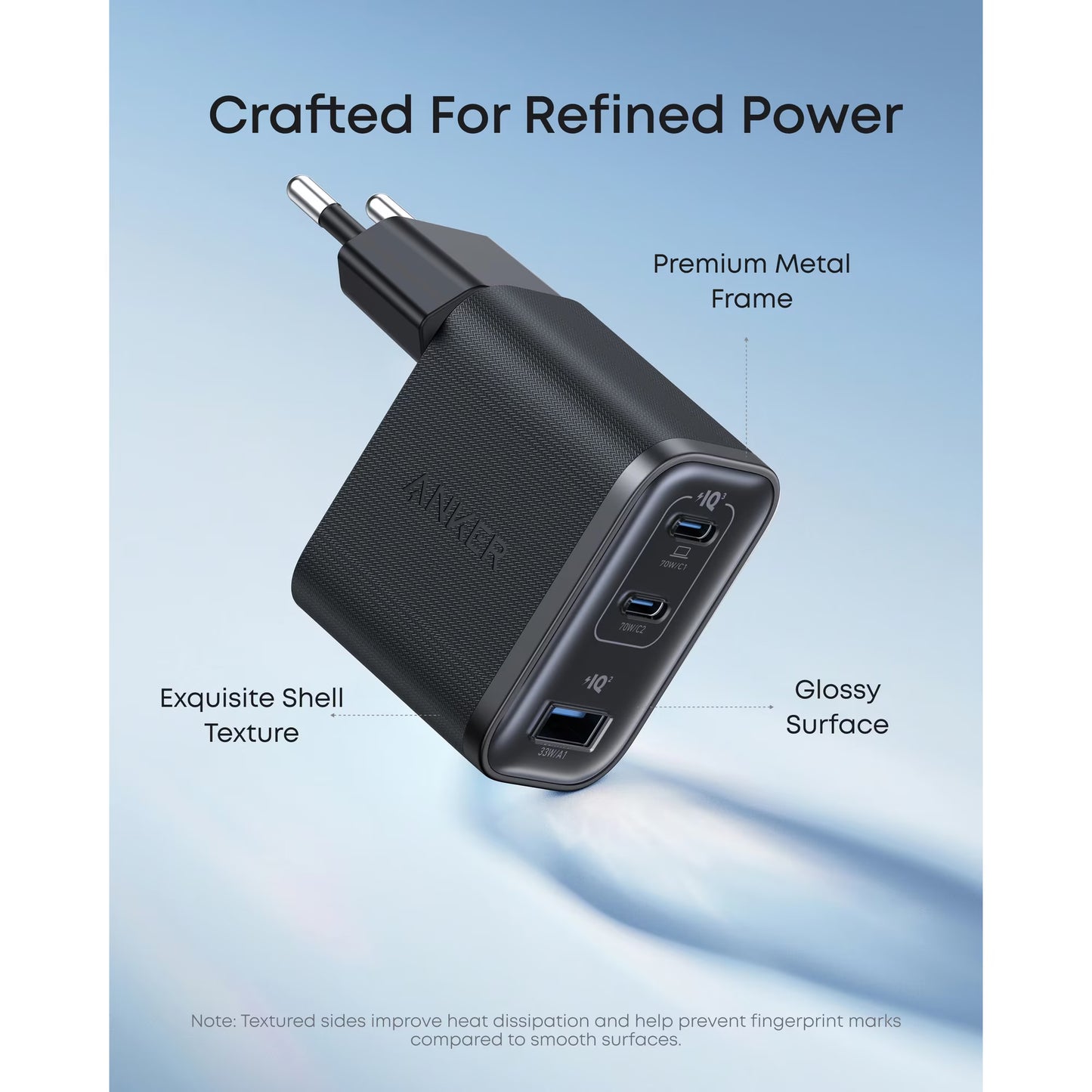 Зарядно устройство за мрежа Anker Nano, 70W, 3.5A, 1 x USB-A - 2 x USB-C, Черно A121AL11