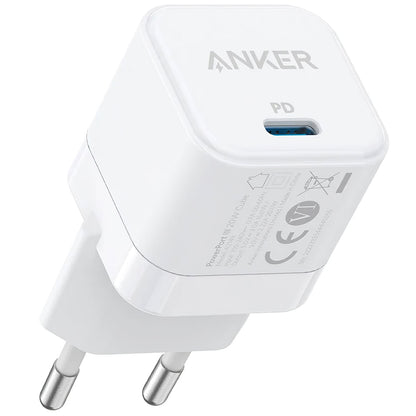 Мрежово зарядно устройство Anker PowerPort III Cube, 20W, 3A, 1 x USB-C, бяло A2149G21 