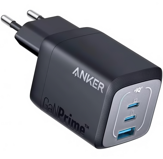 Зарядно устройство Anker Prime, 67W, 5A, 1 x USB-A - 2 x USB-C, Черно, Преработено A2669313