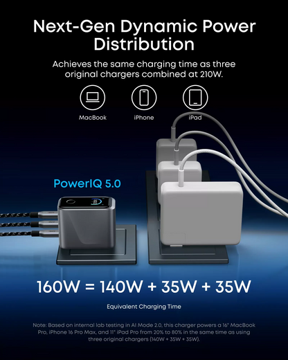 Anker Prime Network Charger, 160W, 5.36A, 3 x USB-C, Gray A2687341