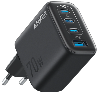 Anker Zolo Wall Charger, 70W, 1 x USB-A - 3 x USB-C, Black A121CG11