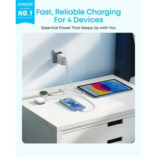 Зарядно устройство Anker Zolo, 50W, 3A, 2 x USB-A - 2 x USB-C, бяло A121EG21