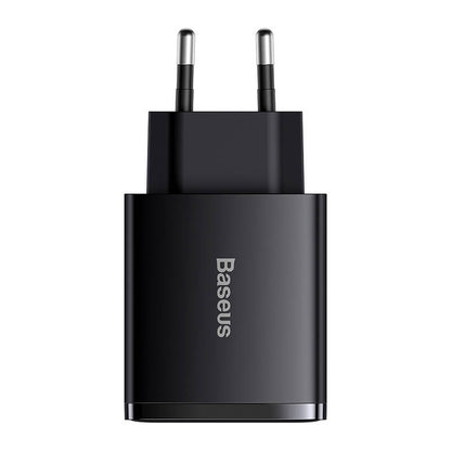 Компактно мрежово зарядно устройство Baseus, 30W, 3A, 1 x USB-C - 2 x USB-A, черно CCXJ-E01