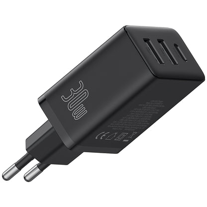 Мрежово зарядно Baseus Cube, 30W, 3A, 1 x USB-C - 2 x USB-A, черно P10111402113113-00 