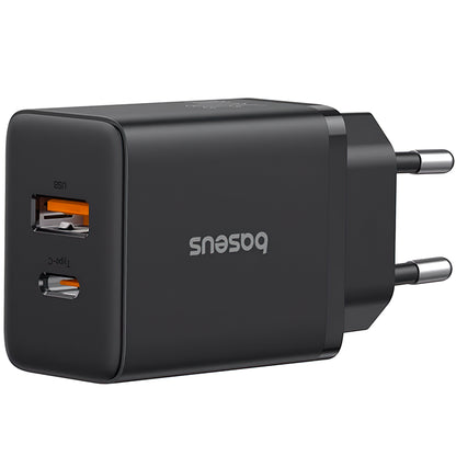 Мрежово зарядно Baseus Cube, 30W, 2.4A, 1 x USB-A - 1 x USB-C, черно P10111404113113-00 