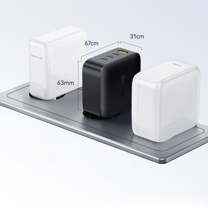 Зарядно устройство за мрежа Baseus EnerFill FH11, 140W, 5A, 1 x USB-A - 3 x USB-C, Черно E0121J00