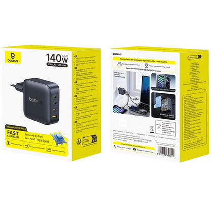 Зарядно устройство за мрежа Baseus EnerFill FH11, 140W, 5A, 1 x USB-A - 3 x USB-C, Черно E0121J00