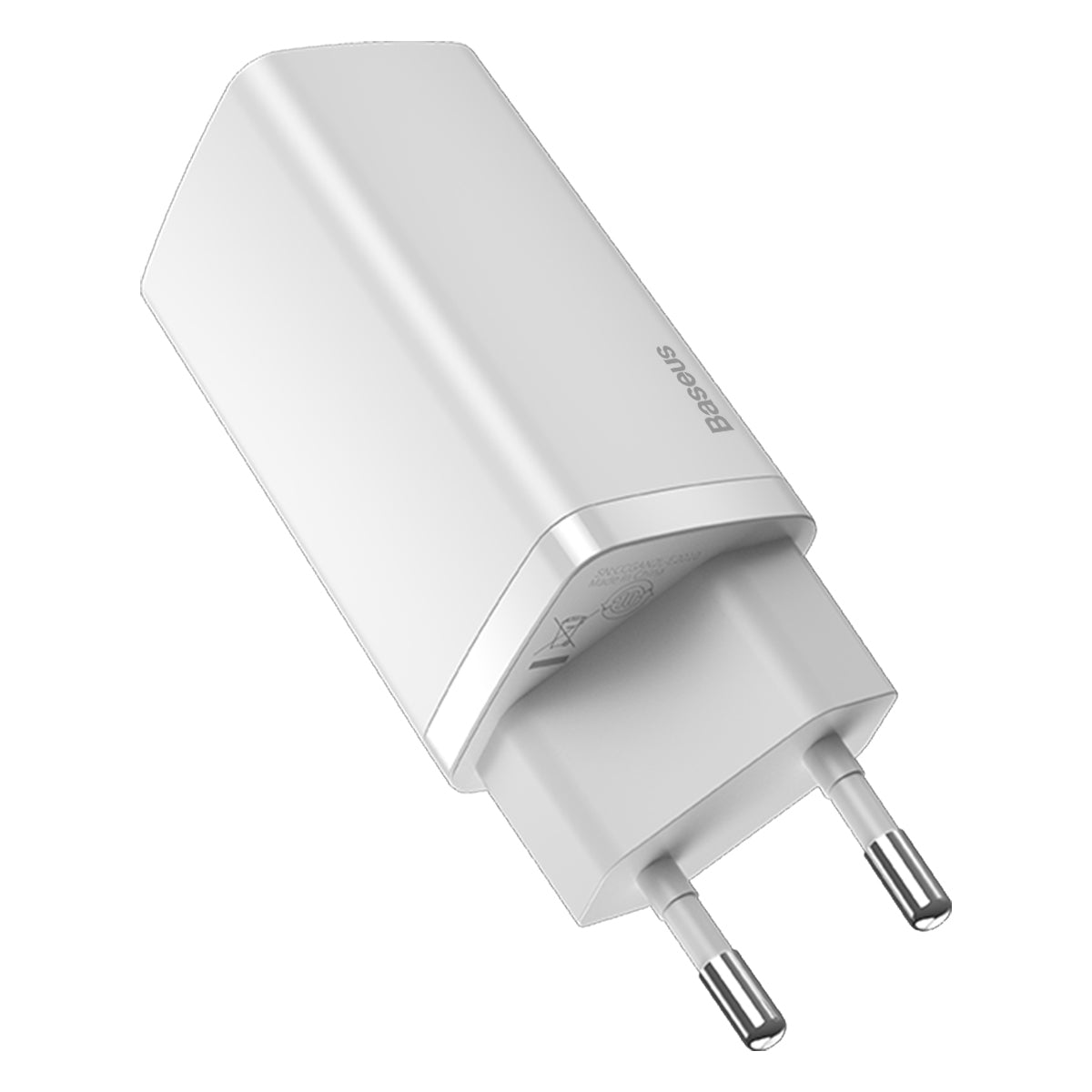 Мрежово зарядно устройство Baseus GaN2 Lite, 65W, 3A, 1 x USB-A - 1 x USB-C, бяло CCGAN2L-B02 