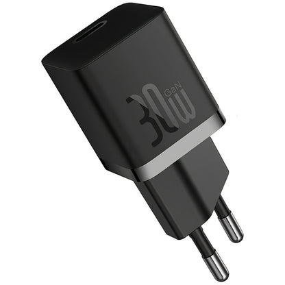 Мрежово зарядно устройство Baseus GaN GaN Mini 1C, 30W, 3A, 1 x USB-C, черно CCGN070401