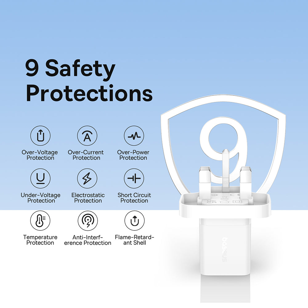 Зарядно за мрежа Baseus GaN5 UK, 30W, 3A, 1 x USB-C, Бяло P10110906213-00