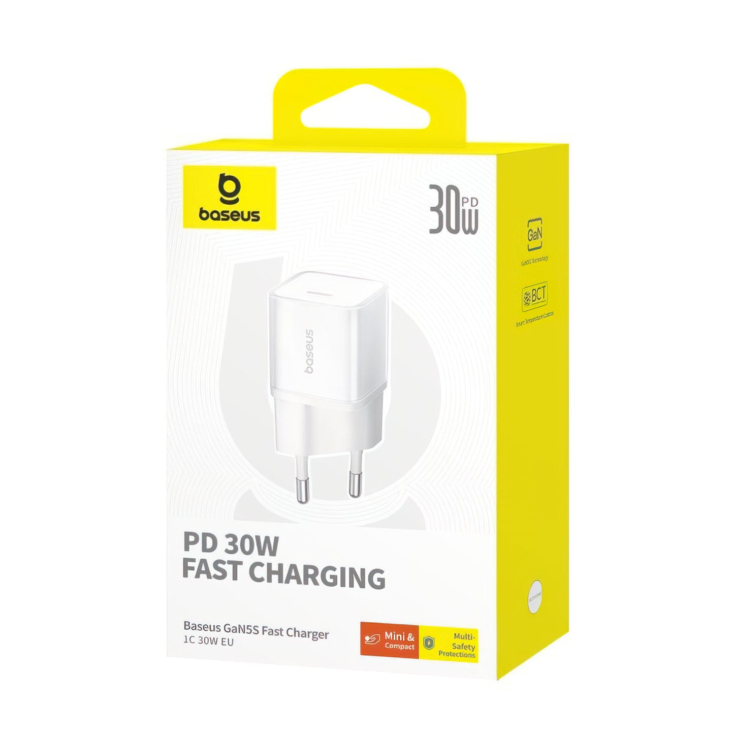 Зарядно устройство за мрежа Baseus GaN5S, 30W, 3A, 1 x USB-C, Бяло P10162504213-00