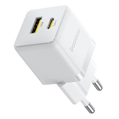 Зарядно устройство за мрежа Baseus Palm, 30W, 3A, 1 x USB-A - 1 x USB-C, Бяло P1011160A213-00