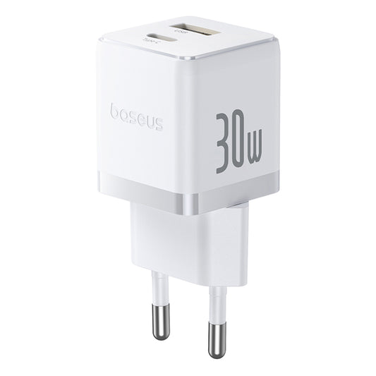Зарядно устройство за мрежа Baseus Palm, 30W, 3A, 1 x USB-A - 1 x USB-C, Бяло P1011160A213-00