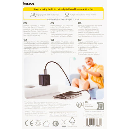 Зарядно за мрежа Baseus PicoGo, 45W, 3A, 1 x USB-C, Черно P10176800123-00