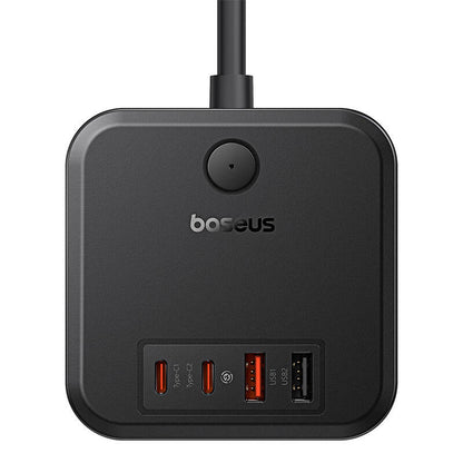 Мрежово зарядно устройство Baseus PowerCombo Cube, 30W, 3A, 2 x USB-A - 2 x USB-C - 3 x Schuko, черно E00066400117-00 