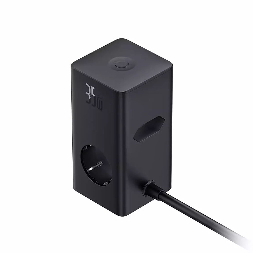 Зарядно устройство за мрежа Baseus PowerCombo, 35W, 5A, 2 x USB-A - 2 x USB-C - 3 x Schuko, Черно, Реупаковано E00023606113-00