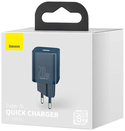 Мрежово зарядно устройство Baseus Super Si, 20W, 3A, 1 x USB-C, синьо CCSUP-B03 