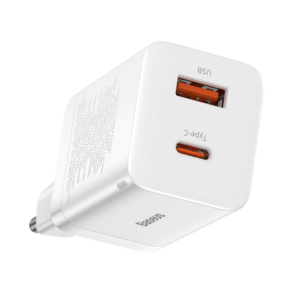 Мрежово зарядно устройство Baseus Super Si Pro, 30W, 3A, 1 x USB-A - 1 x USB-C, бяло CCSUPP-E02