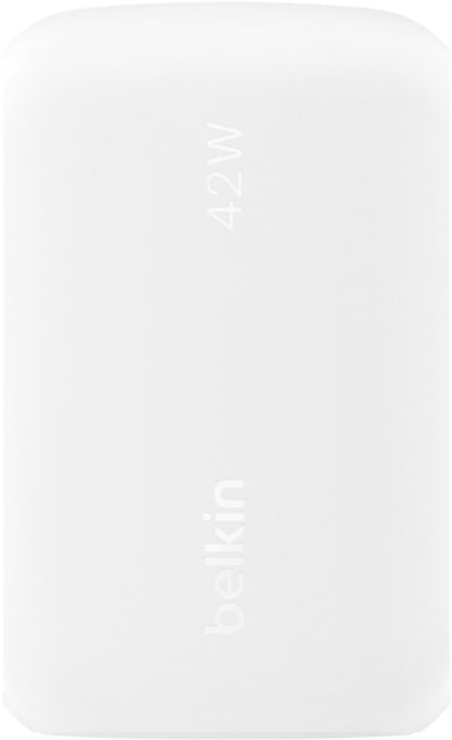 Зарядно устройство за мрежа Belkin BoostCharge Dual, 42W, 3A, 1 x USB-A - 1 x USB-C, бяло WCB009vfWH