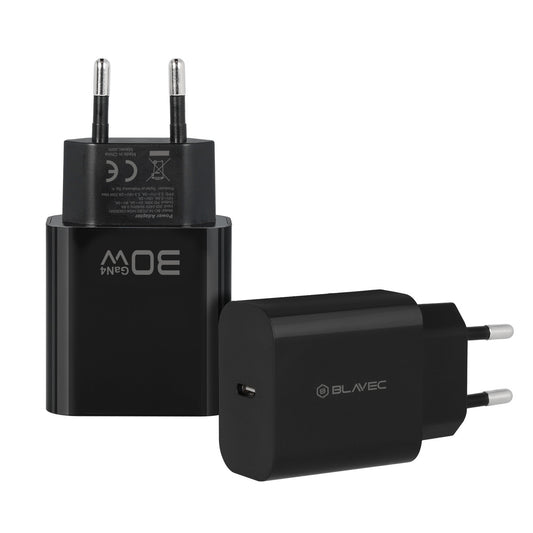 Мрежово зарядно устройство Blavec BC-14, 30 W, 3 A, 1 x USB-C, черно