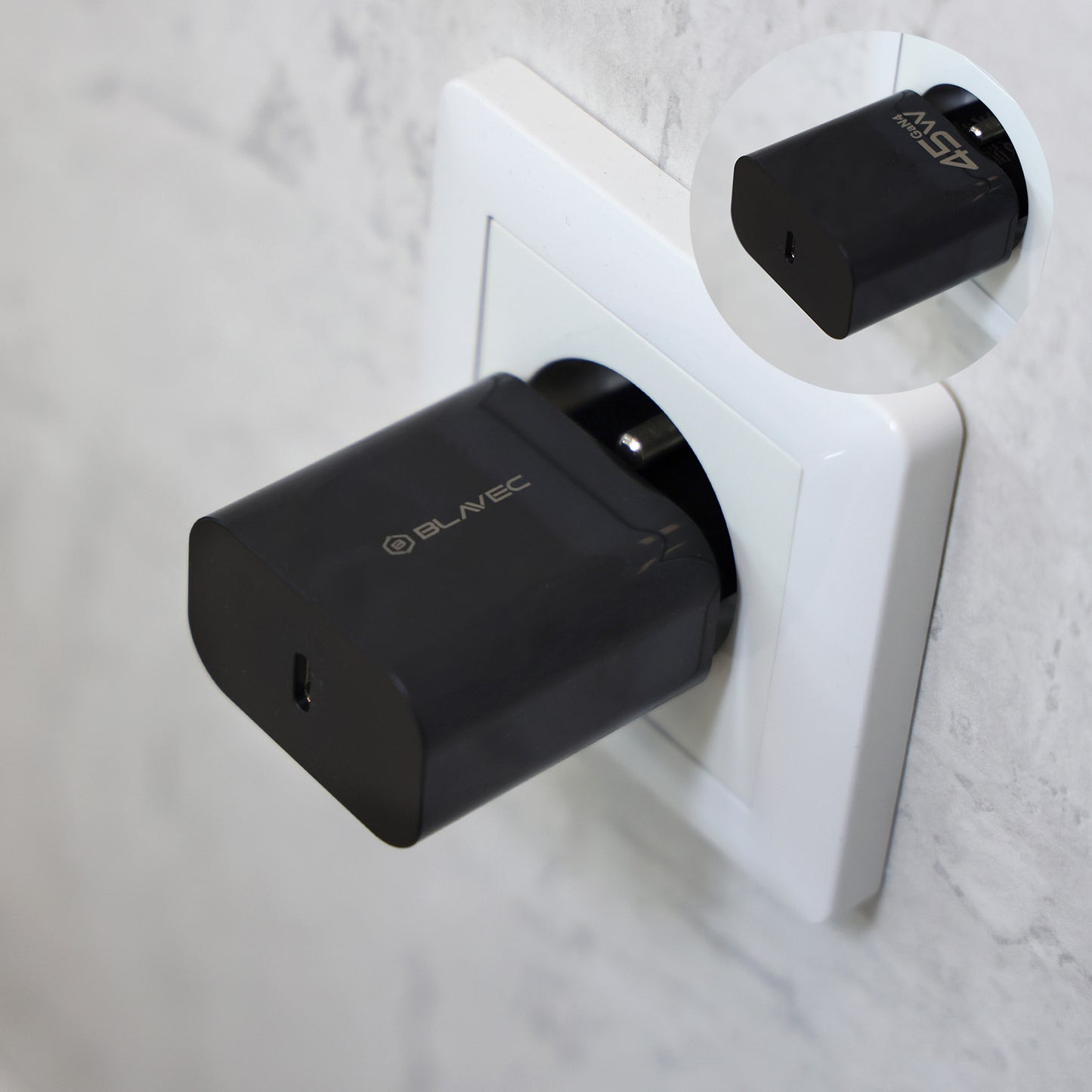 Зарядно за мрежа Blavec BC-7, 45W, 3A, 1 x USB-C, Черно