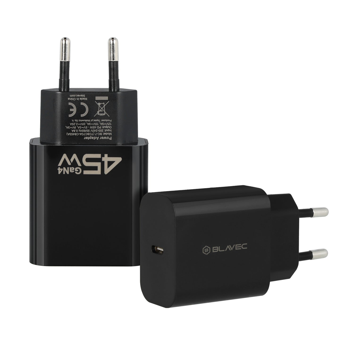 Зарядно за мрежа Blavec BC-7, 45W, 3A, 1 x USB-C, Черно