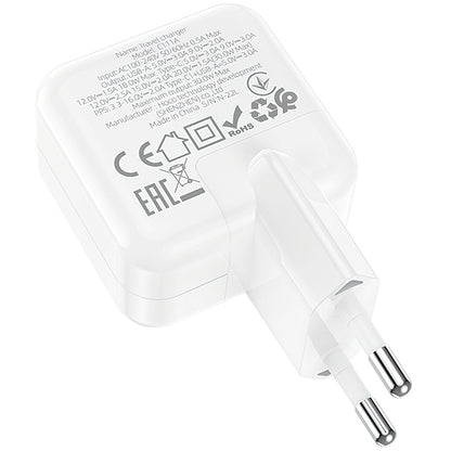 Мрежово зарядно устройство BLUE Power BC111A, 30W, 3A, 1 x USB-A - 1 x USB-C, бяло 
