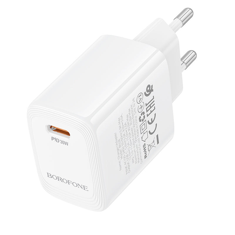 Borofone BN28 Fuente Network Charger, 30W, 3A, 1 x USB-C, White