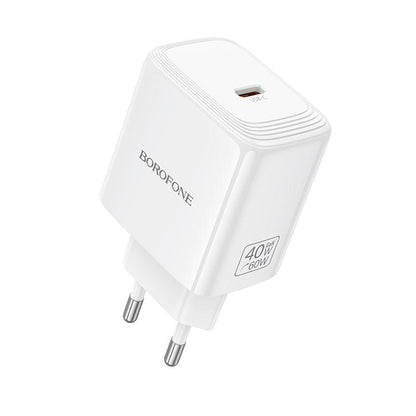 Мрежово зарядно Borofone BN33 Fuente, 40W, 1 x USB-C, бяло