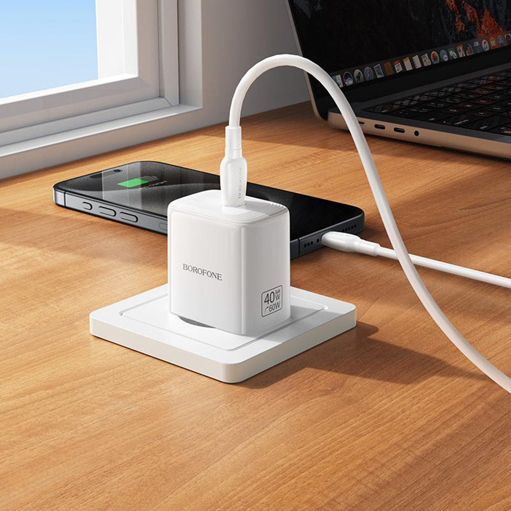 Мрежово зарядно Borofone BN33 Fuente, 40W, 1 x USB-C, бяло