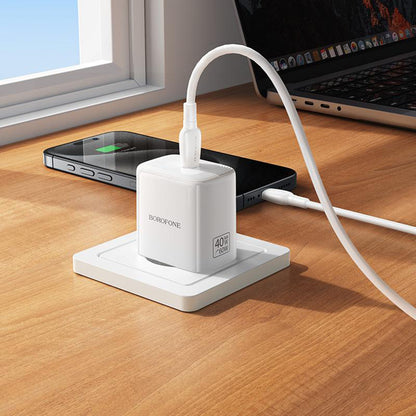 Мрежово зарядно Borofone BN33 Fuente, 40W, 1 x USB-C, бяло