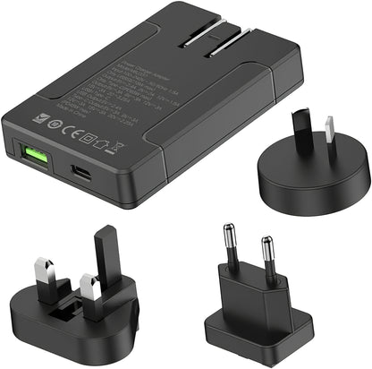 Мрежово зарядно устройство Budi, 65W, 3A, 1 x USB-A - 1 x USB-C, черно