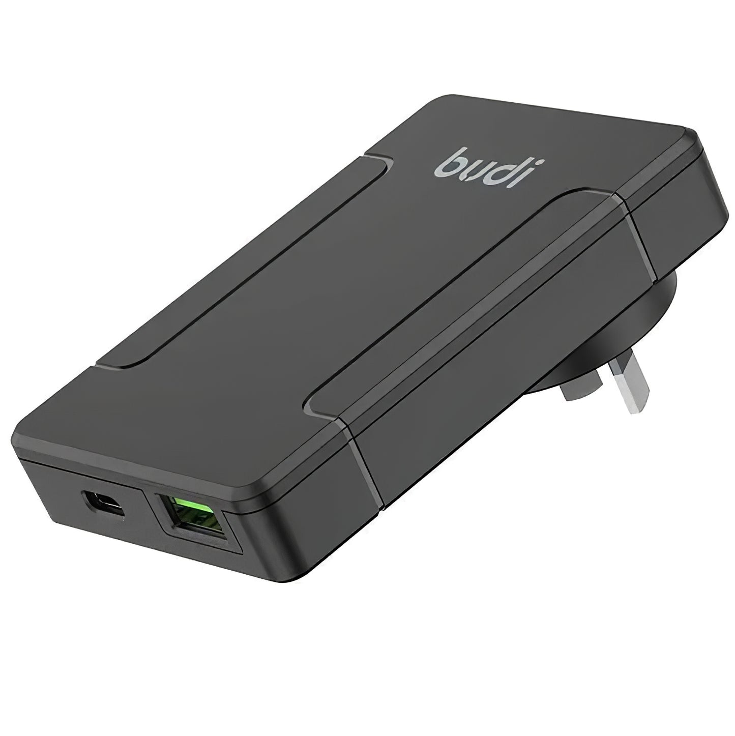 Мрежово зарядно устройство Budi, 65W, 3A, 1 x USB-A - 1 x USB-C, черно, възстановено 