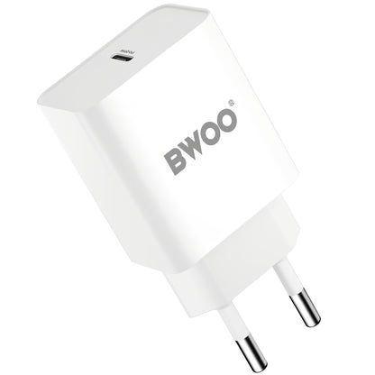 Мрежово зарядно устройство BWOO BO-CDA119, 20W, 4A, 1 x USB-C, бяло 