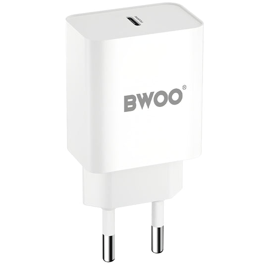 Мрежово зарядно устройство BWOO BO-CDA119, 20W, 4A, 1 x USB-C, бяло 