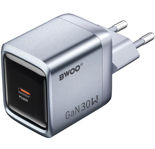 Зарядно устройство BWOO BO-CDA236, 30W, 3A, 1 x USB-C, Сиво