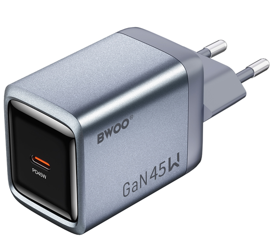 Зарядно устройство BWOO BO-CDA238, 45W, 3A, 1 x USB-C, Сиво