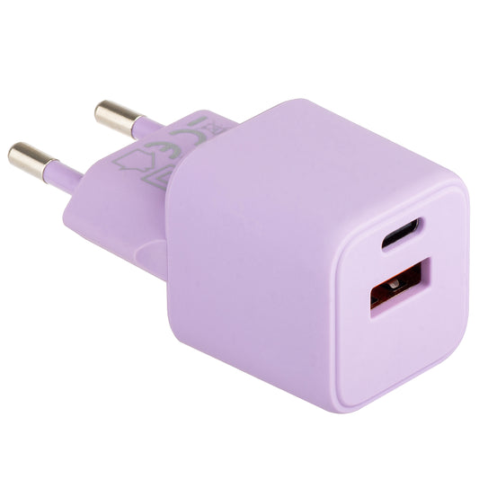Мрежово зарядно устройство Colourum CLS30-AC-09, 30W, 3A, 1 x USB-A - 1 x USB-C, лилаво